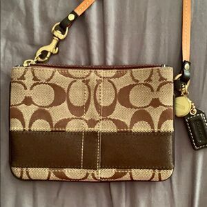 coach brown logo wristlet new